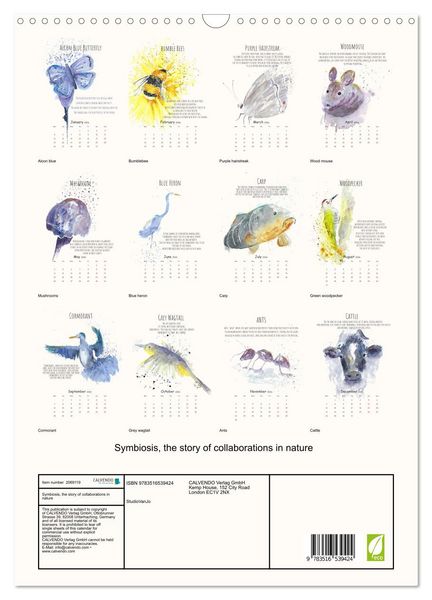Produktbild: Symbiosis, the story of collaborations in nature (Wall Calendar 2026 DIN A3 portrait), CALVENDO 12 Month Wall Calendar