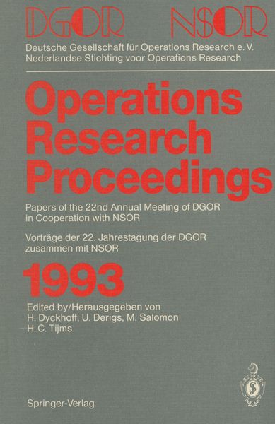 Operations Research Proceedings 1993, Taschenbuch von , Springer Berlin, 9783540578628