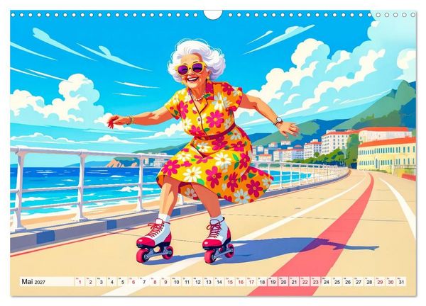 Produktbild: Oma rockt den Ruhestand - Lustiger Frauenkalender mit Humor (Wandkalender 2027 DIN A3 quer), CALVENDO Monatskalender
