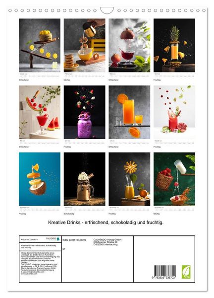 Produktbild: Kreative Drinks - erfrischend, schokoladig und fruchtig. (Wandkalender 2026 DIN A3 hoch), CALVENDO Monatskalender