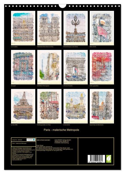 Produktbild: Paris - malerische Metropole (Wandkalender 2026 DIN A3 hoch), CALVENDO Monatskalender