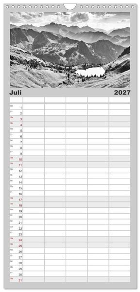 Produktbild: Familienplaner 2027 - Traumhafte Allg&auml;uer Alpen mit 5 Spalten (Wandkalender, 21 x 45 cm) CALVENDO