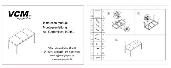 Produktbild: Aluminium Glas Gartentisch Balkontisch 140x80 cm