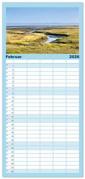 Produktbild: Familienplaner 2026 - Ostfriesische Inseln - Borkum, Norderney, Juist, Baltrum, Langeoog, Spiekeroog, Wangerooge mit 5 Spalten (Wandkalender, 21 x 45 cm) CALVENDO