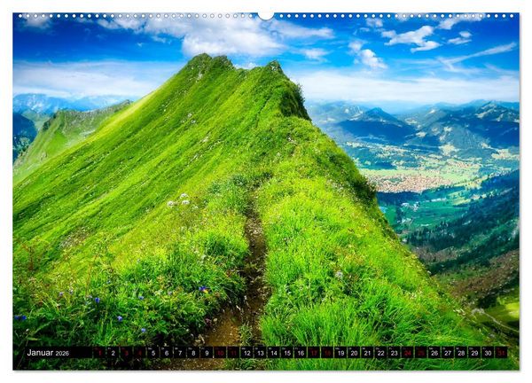 Produktbild: Oberstdorfer Bergwelt (hochwertiger Premium Wandkalender 2026 DIN A2 quer), Kunstdruck in Hochglanz