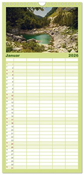 Produktbild: Familienplaner 2026 - Slowenische Landschaften mit 5 Spalten (Wandkalender, 21 x 45 cm) CALVENDO