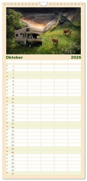 Produktbild: Familienplaner 2026 - Camping macht gl&uuml;cklich! mit 5 Spalten (Wandkalender, 21 x 45 cm) CALVENDO