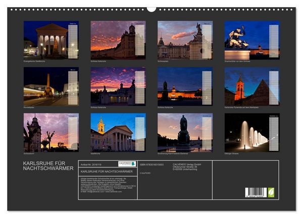 Produktbild: KARLSRUHE F&Uuml;R NACHTSCHW&Auml;RMER (Wandkalender 2026 DIN A2 quer), CALVENDO Monatskalender