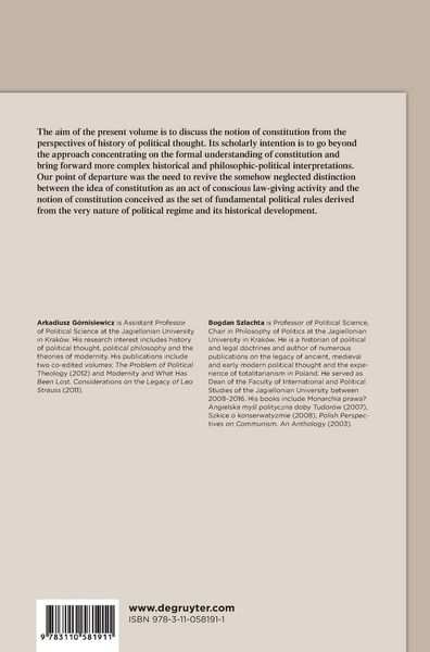 Produktbild: The Concept of Constitution in the History of Political Thought