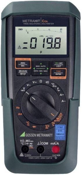 Gossen Metrawatt METRAHIT COIL Hand-Multimeter kalibriert (DAkkS-akkreditiertes Labor) digital Spritzwassergeschützt (IP54) CAT