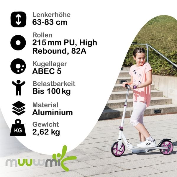 Produktbild: muuwmi Aluminium Scooter 125 mm schwarz-gr&uuml;n