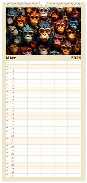Produktbild: Familienplaner 2026 - Gruppentreffen mit 5 Spalten (Wandkalender, 21 x 45 cm) CALVENDO