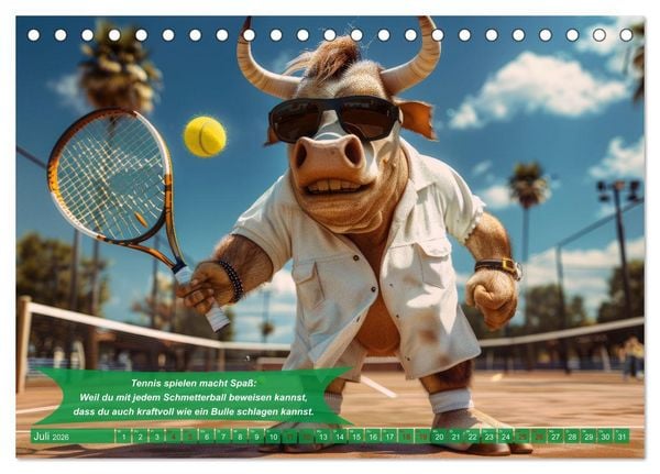 Produktbild: Der tierisch lustige Tennis-Kalender (Tischkalender 2026 DIN A5 quer), CALVENDO Monatskalender