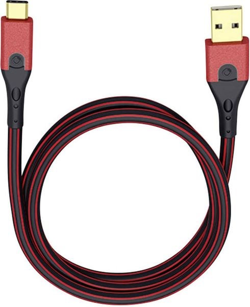 Oehlbach USB-Kabel USB 3.2 Gen1 (USB 3.0 / USB 3.1 Gen1) USB-A Stecker, USB-C® Stecker 3.00 m Rot/Schwarz vergoldete Ste