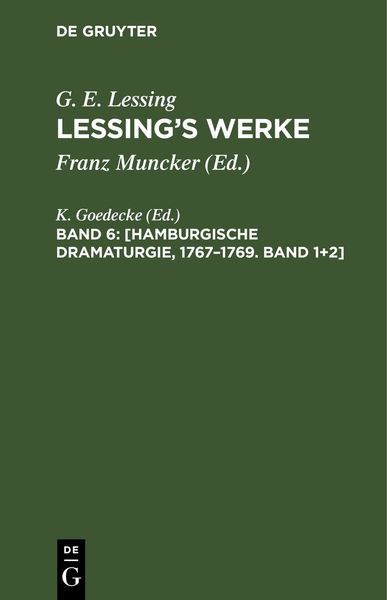 Produktbild: [Hamburgische Dramaturgie, 1767&ndash;1769. Band 1+2]