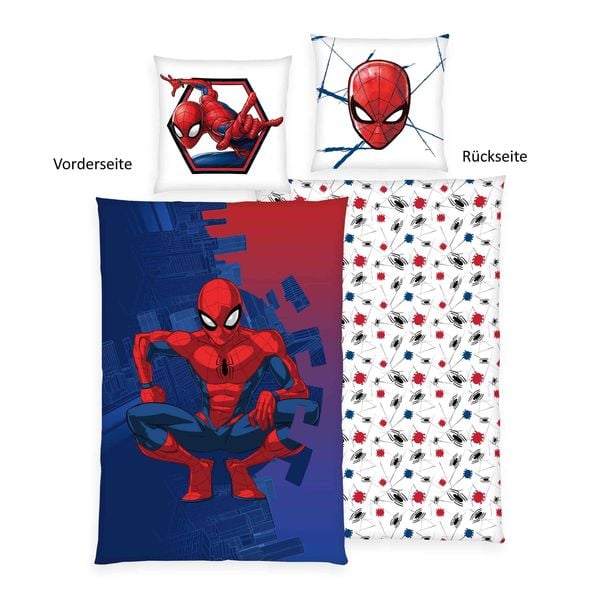 Spiderman 4436421050 - Bettwäsche, 80x80 cm + 135x200 cm, 100% Baumwolle