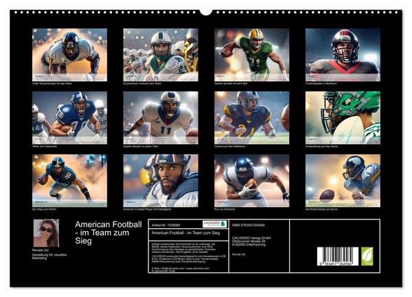Produktbild: American Football - im Team zum Sieg (hochwertiger Premium Wandkalender 2026 DIN A2 quer), Kunstdruck in Hochglanz