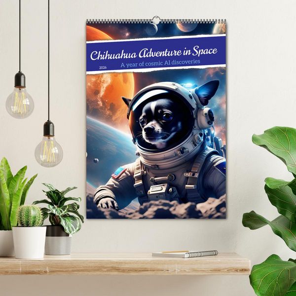 Produktbild: Chihuahua Adventure in Space (Wall Calendar 2026 DIN A2 portrait), CALVENDO 12 Month Wall Calendar