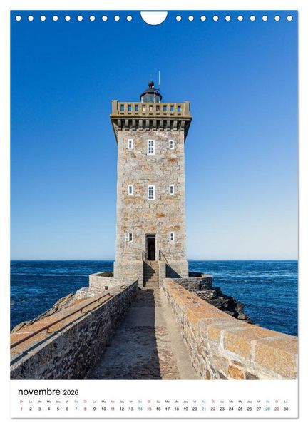 Produktbild: Phares Bretons Gardiens de la c&ocirc;te bretonne (Calendrier mural 2026 DIN A4 horizontal), CALVENDO calendrier mensuel