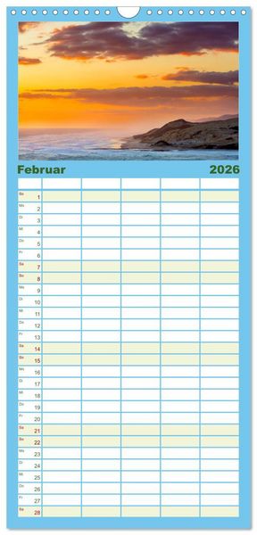 Produktbild: Familienplaner 2026 - Neuseeland Luftaufnahmen mit 5 Spalten (Wandkalender, 21 x 45 cm) CALVENDO