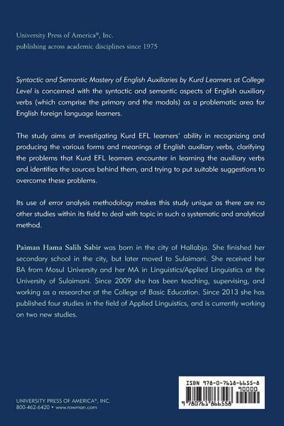 Produktbild: Syntactic and Semantic Mastery of English Auxiliaries by Kurd Learners at College Level
