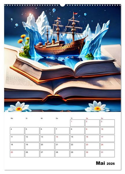 Produktbild: Magische surreale Buchwelten (Wandkalender 2026 DIN A2 hoch), CALVENDO Monatskalender