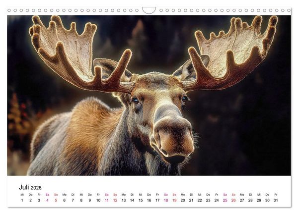 Produktbild: Elche - die Stimme der Wildnis (Wandkalender 2026 DIN A3 quer), CALVENDO Monatskalender