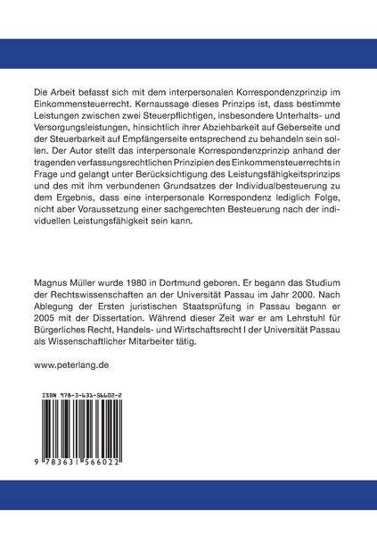 Produktbild: Das interpersonale Korrespondenzprinzip im Einkommensteuerrecht &ndash; Eine steuersystematische Betrachtung