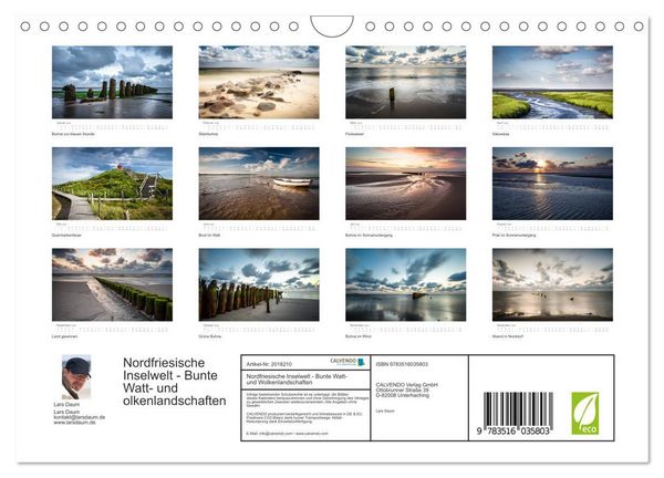 Produktbild: Nordfriesische Inselwelt - Bunte Watt- und Wolkenlandschaften (Wandkalender 2026 DIN A4 quer), CALVENDO Monatskalender