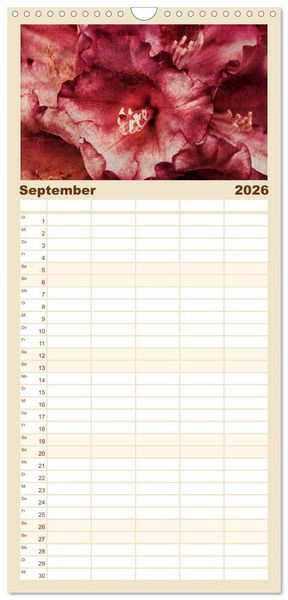 Produktbild: Familienplaner 2026 - Momente in Rosa mit 5 Spalten (Wandkalender, 21 x 45 cm) CALVENDO