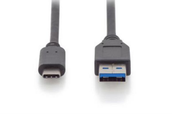 Produktbild: Digitus USB-Kabel USB 3.2 Gen1 USB-C&reg; Stecker, USB-A Stecker 1.00 m Schwarz doppelt geschirmt AK-300146-010-S