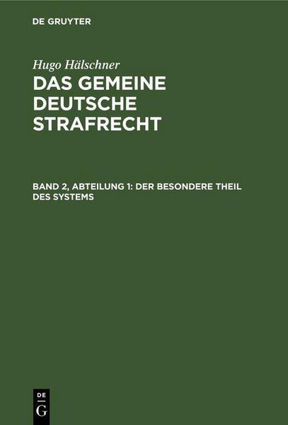 Produktbild: Der besondere Theil des Systems