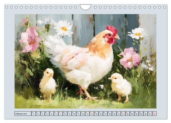 Produktbild: Federleichte Nostalgie. H&uuml;hner, Enten und G&auml;nse in duftigen Momenten (Wandkalender 2027 DIN A4 quer), CALVENDO Monatskalender