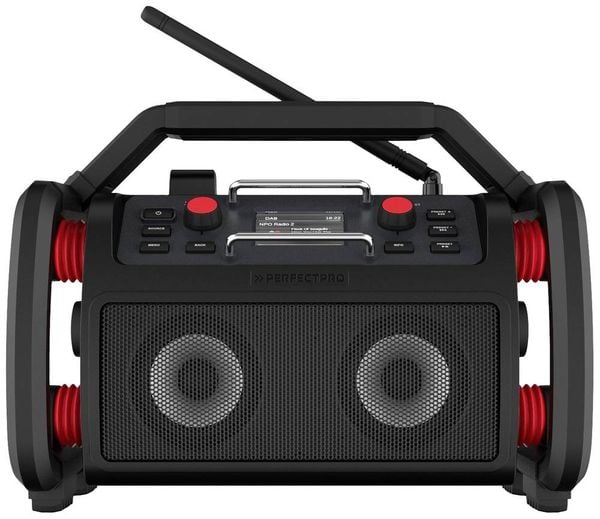 PerfectPro RockPro Baustellenradio DAB+, UKW AUX, Bluetooth®, USB Akku-Ladefunktion, spritzwassergeschützt, staubdicht, 