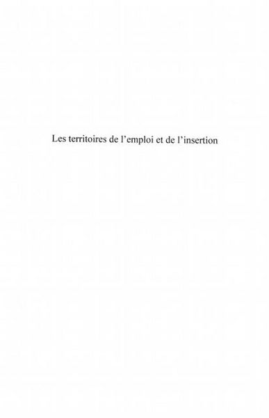 Produktbild: Les territoires de l'emploi et de l'insertion