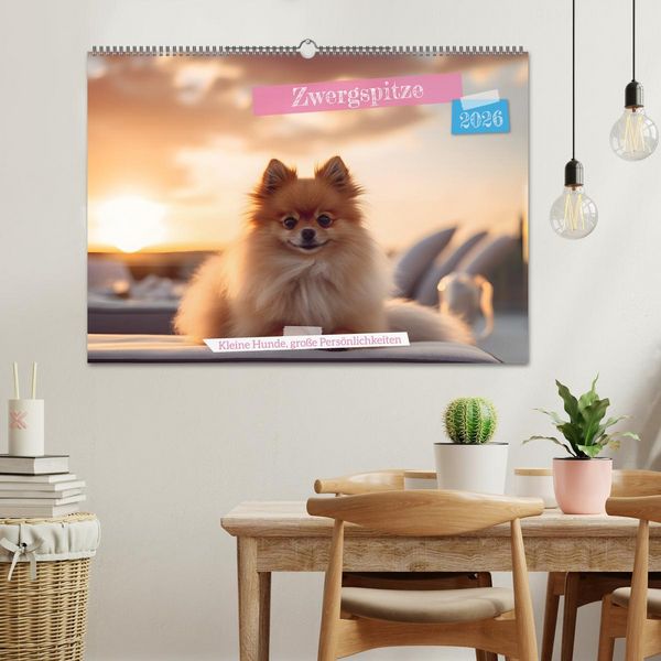 Produktbild: Zwergspitze - kleine Hunde, gro&szlig;e Pers&ouml;nlichkeiten (Wandkalender 2026 DIN A2 quer), CALVENDO Monatskalender