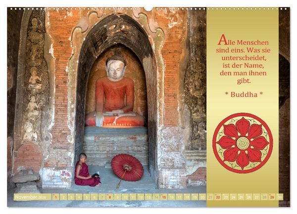 Produktbild: BUDDHAS WORTE - Buddhistische Weisheiten (Wandkalender 2026 DIN A2 quer), CALVENDO Monatskalender