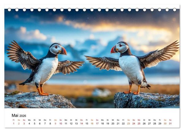 Produktbild: Papageitaucher - Freche Komiker auf Fels und Welle (Tischkalender 2026 DIN A5 quer), CALVENDO Monatskalender