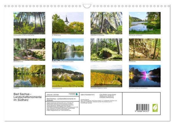 Produktbild: Bad Sachsa - Landschaftsmomente im S&uuml;dharz (Wandkalender 2027 DIN A3 quer), CALVENDO Monatskalender