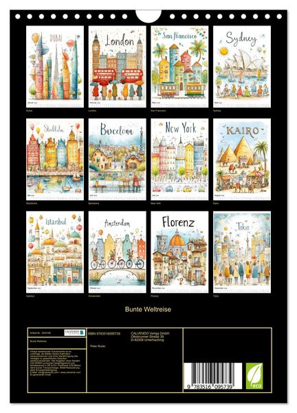 Produktbild: Bunte Weltreise (Wandkalender 2026 DIN A4 hoch), CALVENDO Monatskalender