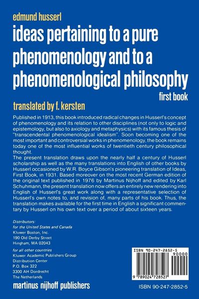 Produktbild: Ideas Pertaining to a Pure Phenomenology and to a Phenomenological Philosophy