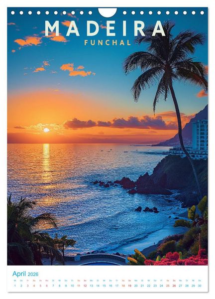Produktbild: Madeira - Old School Poster Style (Wandkalender 2026 DIN A4 hoch), CALVENDO Monatskalender