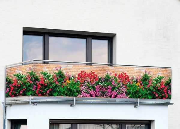 Produktbild: Balkon-Sichtschutz Mod. Mauerblumen, 5 m, UV- und witterungsbest&auml;ndig