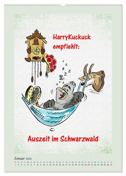 Produktbild: Bollenhut Cartoons (hochwertiger Premium Wandkalender 2026 DIN A2 hoch), Kunstdruck in Hochglanz