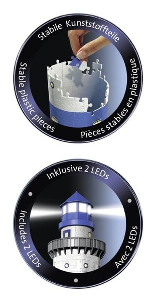 Produktbild: 3D Puzzle Ravensburger Leuchtturm bei Nacht 216 Teile