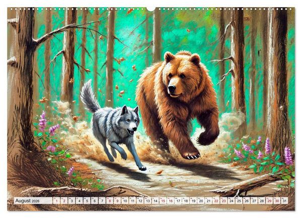 Produktbild: Ein Jahr mit den B&auml;ren - Ein majest&auml;tisches Leben in der Wildnis (hochwertiger Premium Wandkalender 2026 DIN A2 quer), Kunstdruck in Hochglanz