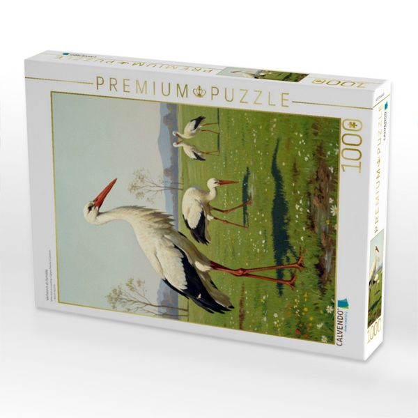 Produktbild: CALVENDO Puzzle Wei&szlig;storch als Gem&auml;lde | 1000 Teile Lege-Gr&ouml;&szlig;e 64x48cm Foto-Puzzle f&uuml;r gl&uuml;ckliche Stunden