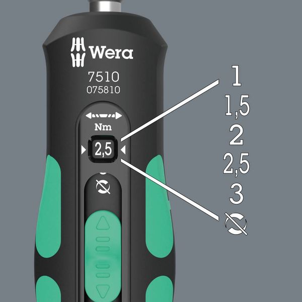 Produktbild: Drehmomentschraubendreher 7510 1/4 Zoll 1-3 Nm WERA