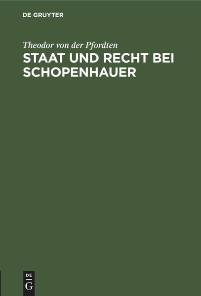 Produktbild: Staat und Recht bei Schopenhauer