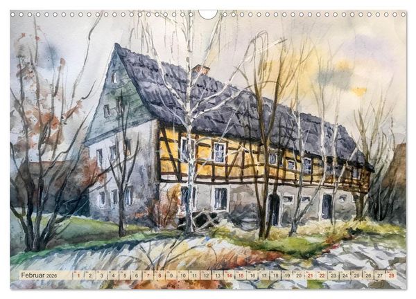 Produktbild: Dresden und das Elbtal - Ein Aquarellkalender von Claudia Pinkau (Wandkalender 2026 DIN A3 quer), CALVENDO Monatskalender